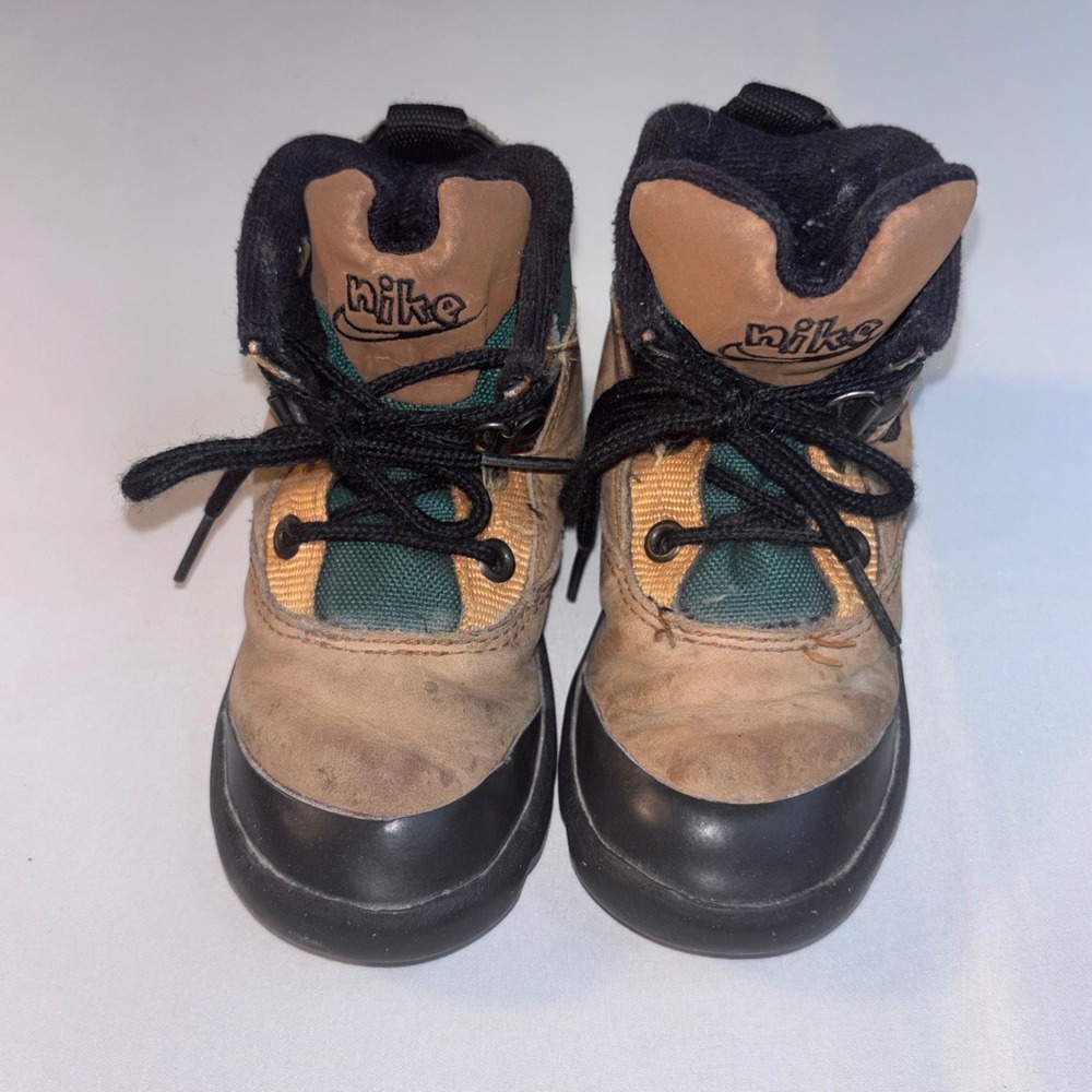 Vintage Nike ACG Toddler Size‎ 8 Hiking Boots Brown Green Leather 950809